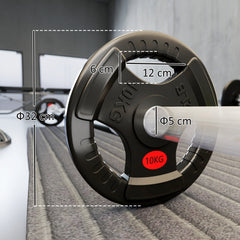 PURE Olympic Weight Plates, 2"/5cm Weight Disc Pair with Tri-Grips, 2 x 10kg Dumbbell Plates for Weightlifting and Strength Training Home Gym Fitness Workout, Black