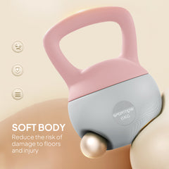 PURE 6KG Soft Kettlebell, Kettlebell with Non-Slip Handle for Home Gym, Weight Lifting, Strength Training, Pink/Grey