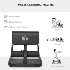 PURE Squat Machine with Push Up Stand, Padded Hip Thrust Bench with Adjustable Cushion for Home Gym Work Out, Black