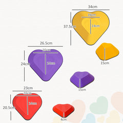 PURE 6-Piece Heart-Shaped Kids Balance Stepping Stones and Motor Skills, Multicoloured