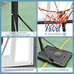 PURE Portable 10ft Basketball Backboard Hoop Set Professional Outdoor Freestanding Basketball Stand with Wheels for Adults and Children, Adjustable High 2.55M-3.05M
