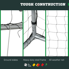 PURE 6ft x 4ft Football Goal, Set of 2 Football Net for Garden, Training Goal with Ground Stakes, Steel Frame