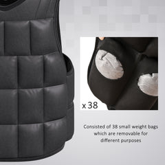 PURE 10/15/20kg Weighted Vest, Adjustable Running Weight Vest with 38 Weight Bags for Men or Women Cardio Exercise, Black