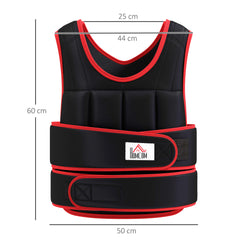 PURE 20kg Weighted Vest, Adjustable Running Weight Vest with 38 Weight Bags for Men or Women Cardio Exercise, Black and Red