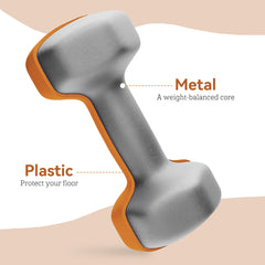 PURE 2 x 1.5kg Hexagonal Dumbbells Weights Set with Non-Slip Grip for Home Gym Workout, Orange