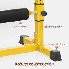 PURE Bulgarian Split Squat Stand, 12-Level Adjustable Single Leg Squat Machine with Foam Roller and Anti-Slip Pads for Lower Body Strength Training, Yellow
