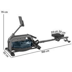 PURE Water Rowing Machine with Wheels, Vertical Storage, Adjustable Resistance, for Strength, Cardio Training
