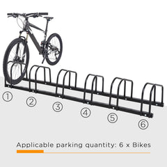 PURE Bike Stand Parking Rack Floor or Wall Mount Bicycle Cycle Storage Locking Stand 179L x 33W x 27H (6 Racks, Black)