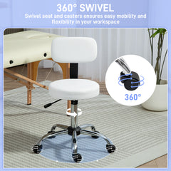 PURE 360° Swivel Seat Salon Stool - White
