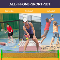 PURE Badminton Net Set, Height Adjustable Net for Pickleball, Volleyball, Badminton, with 3 Shuttlecocks, 4 Rackets