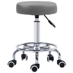 PURE PU Leather Rolling Stool, Height Adjustable Stool Chair with Wheels for Salon, Massage, Spa, Grey