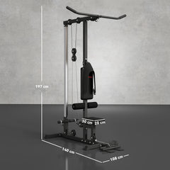 PURE Pull Up Station, Power Cage with Adjustable Seat, for Home Gym - Black