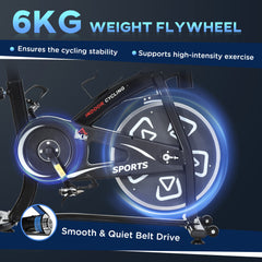 PURE Indoor Stationary Exercise Bike 6kg Flywheel Fitness Cardio Workout Bke Trainer for Home Gym w/ Adjustable Resistance LCD Monitor Pad and Bottle Holder Black