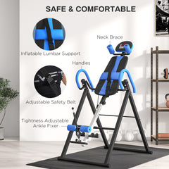PURE Gravity Inversion Table with Safety Belt Adjustable Hand Stand for Muscle Pain Relief, Blue