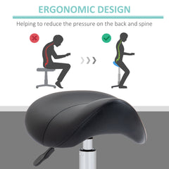 PURE Cosmetic Stool 360° Rotate Height Adjustable Salon Massage Spa Chair Hydraulic Rolling Faux Leather Saddle Stool Mobility, Black