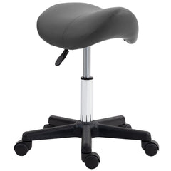 PURE Saddle Stool, PU Leather Adjustable Rolling Salon Chair with Steel Frame for Massage, Spa, Beauty and Tattoo, Grey