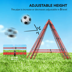 PURE Double Sided Football Rebounder Net, Football Rebound Goal with Five Adjustable Angles, Red