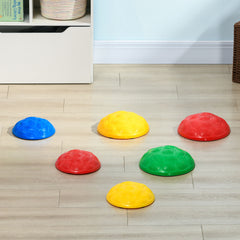 PURE Six-Piece Kids Stepping Stones, with Non-Slip Mats, Balance River Stones