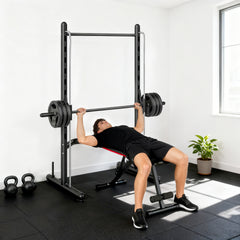 PURE Adjustable Squat Rack, with Pull Up Bar, Barbell Bar for Home Gym