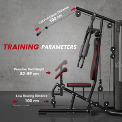 PURE Multifunctional Home Gym Equipment Workout Station, Chest Station, Butterfly Press & Leg Developer, 45kg Weight Stack Multi Gym Machine Fitness Equipment for Full Body Fitness