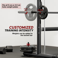 PURE Adjustable Squat Rack, with Pull Up Bar, Barbell Bar for Home Gym