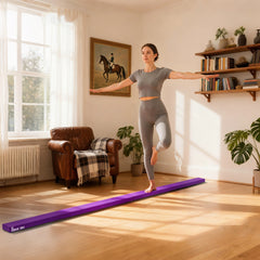 PURE 2.4M 8FT Gymnastics Folding Balance Beam Home Gym Training Exercise Sports - Purple