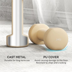 PURE 10KG Dumbbells Set with Carry Case, Hand Weights for Women and Men Home Gym Weight Lifting Training, Pink, Purple, Grey, Brown