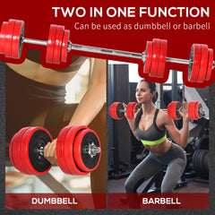 PURE 30KGS 2-In-1 Dumbbell & Barbell Adjustable Set Strength Muscle Exercise Fitness Plate Bar Clamp Rod Home Gym Sports Area
