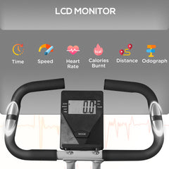 PURE Folding and Quiet Exercise Bike with 8-Level Magnetic Resistance and Heart Rate Sensor, for Home Gym, Black and Grey