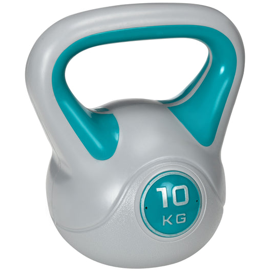 PURE Kettlebell, 10kg Kettle Bells with Handle for Home Gym Weight Lifting and Strength Training, Light Blue and Grey