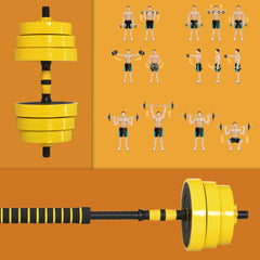 PURE 30KG Dumbbell & Barbell Adjustable Set Plate Bar Clamp Rod Home Gym Sports Area Exercise Ergonomic