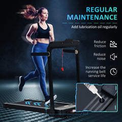 PURE Folding Treadmill, 1.85HP Installation-Free Walking Jogging Running Machine, 12KM/H with 12 Pre-Programs and LED Display for Home Gym Office