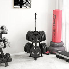 PURE Weight Tree Weight Rack for 5cm Weight Plates and Barbell Bar with 6 Fasten Clamps, 300kg Capacity