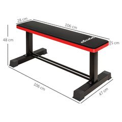 PURE Flat Weight Bench, 300KG Weight Capacity Workout Bench with Dumbbell Rack