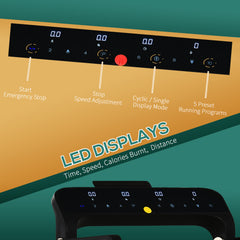 PURE 600W Foldable Steel Motorised Treadmill Running Machine w/ LCD Monitor Black