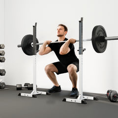 PURE Heavy Duty Weight Bar Barbell Squat Stand Barbell Rack Spotter, for Home, Gym - Black