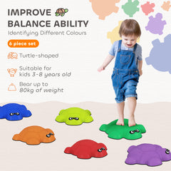 PURE 6-Piece Balance Stepping Stones with Non-Slip Edge, Indoor Outdoor Obstacle Courses for Ages 3-8 Years, Multicoloured