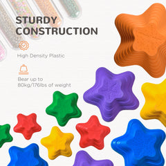 Outsunny 11-Piece Balance Stepping Stones for Kids Starfish Style Non-slip Obstacle Course Stackable Balance Blocks Garden Toys Encourage Toddler Sensory Toys Indoor Outdoor - Multicoloured