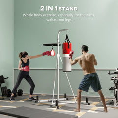 PURE Freestanding Boxing Punch Bag & Speed ball Station, for Home Gym, White