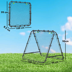 PURE Double Sided Football Rebounder Net, Football Rebound Goal with Five Adjustable Angles, Black