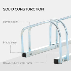 PURE Bike Stand Parking Rack Floor or Wall Mount Bicycle Cycle Storage Locking Stand (5 Racks, Silver)