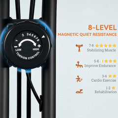 PURE Five-in-one Foldable Exercise Bike, Stationary Bike with Arm Workout Bands, LDC Monitor, Phone Holder, Orange