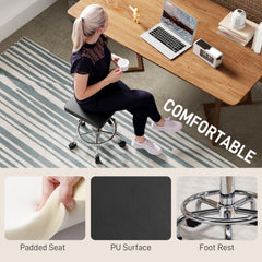 PURE Faux Leather Padded Salon Stool - Black