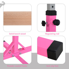 PURE Height Adjustable Gymnastics Horizontal Bar for Kids, Children Junior Kip High Bar Fitness, Pink