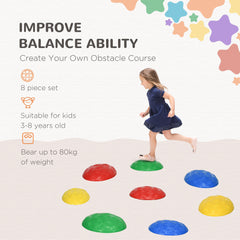 PURE Eight-Piece Kids Stepping Stones, with Non-Slip Mats, Balance River Stones