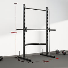 PURE Adjustable Squat Rack, with Pull Up Bar, Barbell Bar for Home Gym