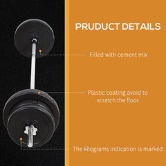 65kg Adjustable Barbell Weights Set, 2 in 1 Dumbbells and Barbell Set w/ Knurled Bar, Free Weights Training Equipment for Gym