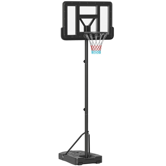 PURE Height Adjustable Basketball Stand Net Set System, Freestanding Basketball Hoop and Stand w/ Wheels, 200-305cm - Black