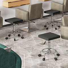 PURE Faux Leather Padded Salon Stool - Black