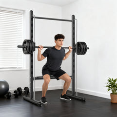 PURE Adjustable Squat Rack, with Pull Up Bar, Barbell Bar for Home Gym
